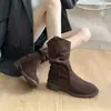 Primeiro Encontro com as Botas Femininas de Cano Médio da Ji Meila 2026 Nova Coleção Outono Vintage Botas Western Cowboy Salto Grosso Botas Martin Empilhadas
