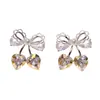 Pendientes de Perla con Lazos de Circonita Dulces y Conmovedores, Diseño de Moda de Nicho, Simples, Compactos, Exquisitos, Versátiles