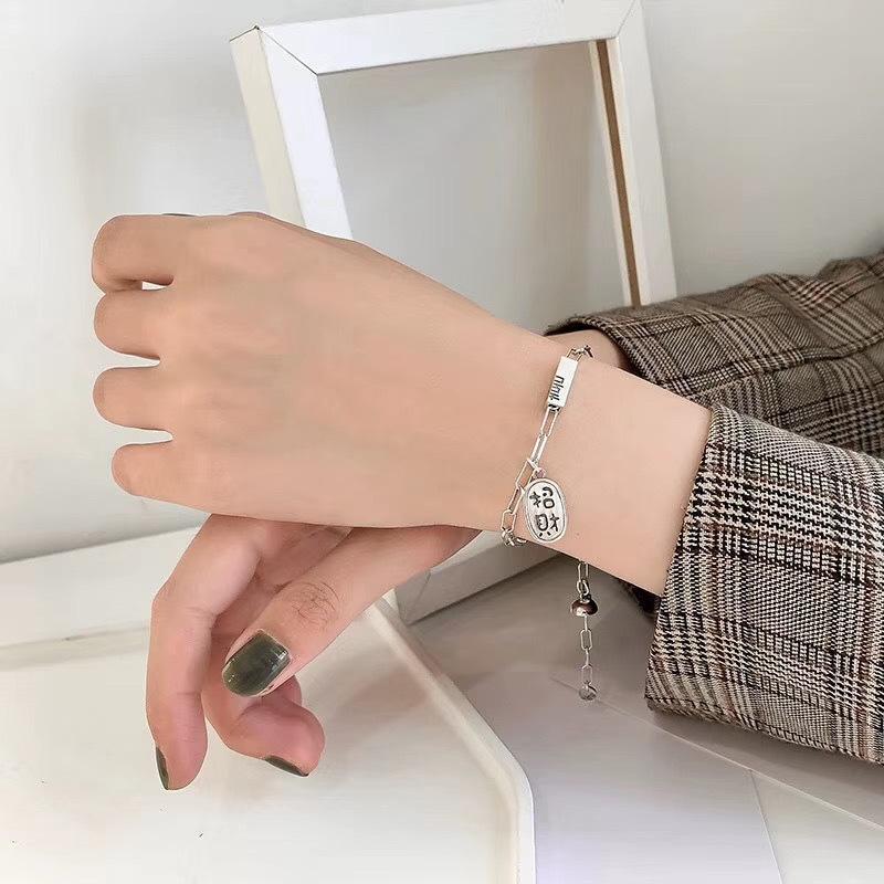 手链女ins小众设计简约个性学生网红情侣招财纳福手饰一对