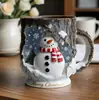 Serie de Tazas Temáticas Navideñas con Diseño de Papá Noel en Relieve y Pintado a Mano, Decoraciones Navideñas Creativas con un Toque de Lujo