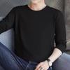 Playera de Manga Larga de Color Sólido de Seda de Hielo para Hombre Otoño Talla Extra Interior Base Cuello Redondo Holgada Combinable Moda Ropa de Otoño