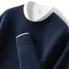 Suéter de Cashmere 2026 Inverno Novo Masculino Gola Redonda Cor Sólida Malha Camada Base Meia-idade Casual de Negócios Suéter Quente
