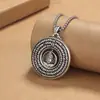 Collar con hebilla de seguridad de cabeza de Buda estilo nacional retro Sutra del Corazón joyería artesanal simple giratoria con acabado envejecido para hombre y mujer