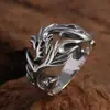 Anel Masculino Vintage Formato de Dragão Tendência Estilo Chinês Agressivo Anel Único Masculino Moda Prata Imitação Tailandesa Padrão de Dragão Anel Aberto