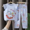 Traje de Manga Corta para Niños Algodón Puro Verano Camiseta para Bebé Ropa de Casa para Niños Pijamas para Niñas Ropa de Verano Ropa para Niños