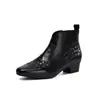 Botines retro de piel suave con punta para mujer, nueva colección otoño/invierno 2026, tacón grueso, apertura en forma de V, piel genuina, efecto adelgazante