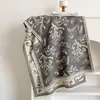 Cachecol jacquard dupla face estilo francês com estampa de plantas e cavalos, imitação de cashmere para mulheres, xale com borda listrada, cachecol externo de estilo artístico para outono e inverno