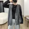 Cardigan feminino de outono e inverno, emagrecedor, soltinho, de comprimento médio, top de malha sem mangas com um design estiloso