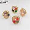 R462 Estilo Dulce y Fresco Anillo de Oro Real de 18K Electrochapado con Piedra Semipreciosa Natural Zirconia Engastada con Garras con Dedo Cruzado de Moda para Mujer