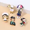 Broche de Moda con Piedra Ojo de Gato Incrustada, Broche Creativo de Personaje de Dibujos Animados, Pin Lindo de Chica de Aleación Esmaltada Ecológica