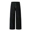 Calça jeans masculina Cleanfit com botões, marca de moda high street, calça reta básica simples, solta, de perna larga e reta