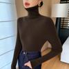 Suéter de una sola pieza sin costuras para mujer, cuello alto, ajuste ceñido, camisa base de punto de cuello alto
