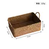 Cesta de Almacenamiento Tejida de Paja con Doble Asa Cesta de Almacenamiento para Mesa de Café y Snacks Organizador de Artículos Varios Tejido a Mano Caja Organizadora Cesta de Almacenamiento para Cosméticos