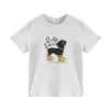 Camiseta Blanca de Manga Corta con Cuello Redondo para Mujer, Nuevo Estilo de Verano, Estampado de Cachorro de Dibujos Animados Americanos, Top Versátil de Algodón Puro para Mujer