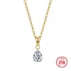 Pingente versátil em zircônia formato pera estilo coreano com corrente, corrente para clavícula gota d'água, colar de aço inoxidável 316 de luxo leve atacado