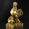 Adorno de Gallo de Cobre, Gallo Dorado Atrae Riqueza, Gallo del Zodíaco Doce, Buena Suerte y Prosperidad, Lingote de Dinero para Dormitorio del Hogar Gallo de Cobre