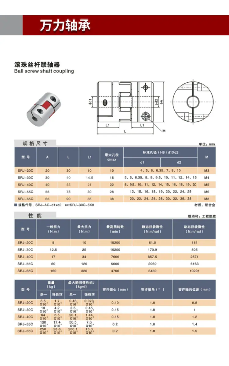 联轴器尺寸