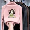 Camiseta térmica con forro de forro polar para niñas, colección otoño/invierno 2026, linda camiseta interior de manga larga con cuello redondo, camiseta cálida para niños mayores