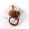 Laço de Cabelo Coelho Branco Pequeno Faixa de Cabeça Coelho de Feltro Anel de Cabelo Coelho Fofo Elástico Celebridade da Internet Outono e Inverno Novo Estilo Laço de Cabelo Pom-Pom
