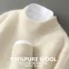 Nova coleção de suéteres de outono e inverno: Malha 100% lã, perfeita como camada interna casual para homens, com gola alta e design mais grosso e quente.