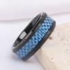 Anillo de Acero de Tungsteno de 8 mm, Nuevo, Superventas Transfronterizo Europeo y Americano, Moderno y Versátil, Electrochapado Negro con Fibra de Carbono Azul, Venta al por Mayor
