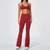 Ze Nova Roupa Fitness Sem Costura Cintura Alta Levanta Bumbum Flare Roupas Esportivas Corrida Alta Elasticidade Respirável Conjunto de Yoga 5112