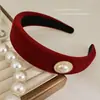 Otoño e Invierno Nuevo Diadema de Terciopelo Rojo Retro para Mujer Popular en Internet Presión Ala Ancha Parte Superior Craneal Alta Accesorios para el Cabello Diadema Simple Elegante