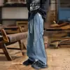 Jeans vintage para hombre, nuevo estilo de otoño, estilo callejero americano, pantalones casuales geniales para adolescentes, pantalones anchos rectos holgados para hombre