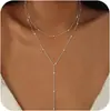 2025 Producto Nuevo Caliente Collar en Forma de Y con Perlas y Abalorios de Onda de Agua Dorada Estilo Europeo y Americano Collar Versátil para Mujeres