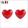 Aretes de corazón rojo japoneses y coreanos, dulces y elegantes, aretes rojos en forma de corazón de epoxi, joyería de plata para mujer, accesorios, regalo
