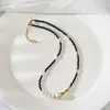 Colar original com contas folheadas a ouro e pérolas de água doce, colar de espinélio preto, design original, luxo leve, alta qualidade, nova coleção outono/inverno