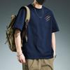 Camiseta de manga corta de verano de algodón grueso para hombre, estilo japonés, informal, holgada, retro, combinable, de marca moderna.