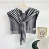 Chal de Punto Rayado para Mujer, Estilo Marino, Habitación con Aire Acondicionado, Bufanda Multifuncional, Cuello Falso, Chaleco de Oficina para Primavera y Otoño