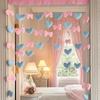 Decoración de Jardín de Infancia Escolar Corazón Estrella Lazo Femenino Cortina Decorativa para Puerta Habitación de Princesa Decoración de Pared