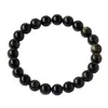 Pulsera de Obsidiana Dorada Natural de Cristal Runya Círculo Único Pulsera de Cristal con Cuentas Redondas para Hombres y Mujeres Cuentas Sueltas Fábrica Venta al por Mayor