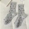 Meias Longas de Algodão Estilo Ins Tendência Meias Femininas Outono/Inverno Novas Meias de Bolinhas Meias Longas Tendência Meias de Bolinhas