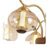 Lustre Retrô Americano Chinês de Luxo Leve para Sala de Estar Lâmpada de Ambiente de Alto Padrão Lâmpada de Sala de Jantar de Vidro Estilo Francês Meio do Século