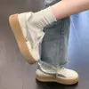 Zapatillas blancas de suela gruesa, caña baja, para mujer, estilo coreano, casual, nueva moda, estilo estudiante, con cordones, cómodas, colección otoño 2026