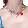 Nuevo Collar Dulce de Cuentas Dopamina Estilo Dulce Fresco Mariposa de Metal Gota de Aceite Esmaltada Cadena para Clavícula Cadena para el Cuello Ins para Mujer