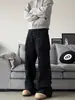 Calça Jeans de Bolso Múltiplos estilo Americano, acabamento escovado, corte Cleanfit para Homens, Nova Calça Cargo Versátil de Corte Reto Solto para Primavera e Outono