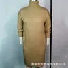 Suéter Estilo Europeu e Americano 2025 Amazon Moda Outono e Inverno Suéter de Gola Alta Longo Tricô Casaco Suéter Roupas Femininas Transfronteiriças