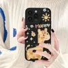 Funda de Teléfono con Diseño de Ciervo en Óleo Adecuada para Apple 17 Pro Max, iPhone 16 Pro, Estilo Europeo y Americano, Linda para 15, Nicho para 14/13