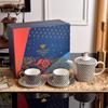 [Regalo de Navidad] Taza de Café Serie Estrella de Porcelana de Hueso Set Exquisito de Gama Alta Caja de Regalo Olla de Malla Azul Cobalto Al por Mayor
