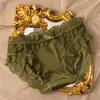 Ropa interior para mujer con encaje de empalme de seda helada, hueca transparente, transpirable, de cintura baja, con entrepierna de algodón puro, bragas