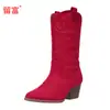Novedad Otoño/Invierno 2026 En Stock Comercio Exterior Talla Grande Tacón Bajo Botas para Mujer WISH Botas de Cuero para Mujer Europeas Americanas