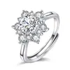 Anillo de Flor de Girasol con Diamante de Simulación Mosan 18k para Mujer Anillo de Diamante de Flor de Girasol Joyería de Lujo Ligero Personalizada Plata Esterlina en stock Venta al por mayor
