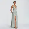 Vestido elegante nuevo de estilo europeo y americano 2026 de Amazon con abertura, cuello halter, corte ajustado y espalda descubierta