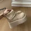 Populares botas de plataforma estilo Martin para mujer, nueva colección de invierno 2026, versátiles, estilizan y forradas de felpa, con suelas gruesas y diseño inspirado en Birkenstock, botines