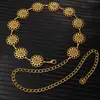 Cadena de Cintura Elegante de Metal con Girasol para Mujer de Comercio Exterior, Accesorio de Cintura Ajustable para Vestido, Cinturón de Cadena Multicapa de Gama Alta