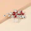 Accesorios para el Cabello de Cristal Rojo Transfronterizos Novedosos Accesorios para Peinados de Banquete Accesorios para el Cabello de Novia Peine Accesorios para el Cabello Venta al por Mayor